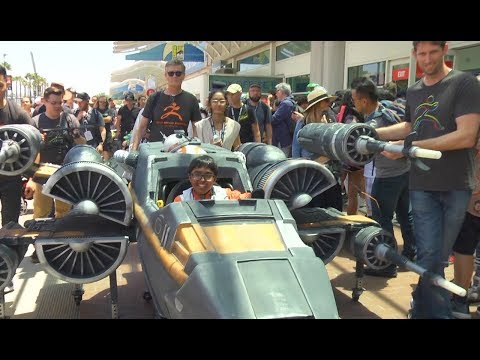 giant 3D printed Star Wars X-Wing fighter.